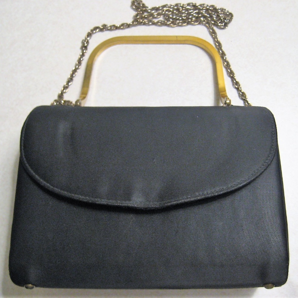 Vintage MISS LEWIS Black Satin purse